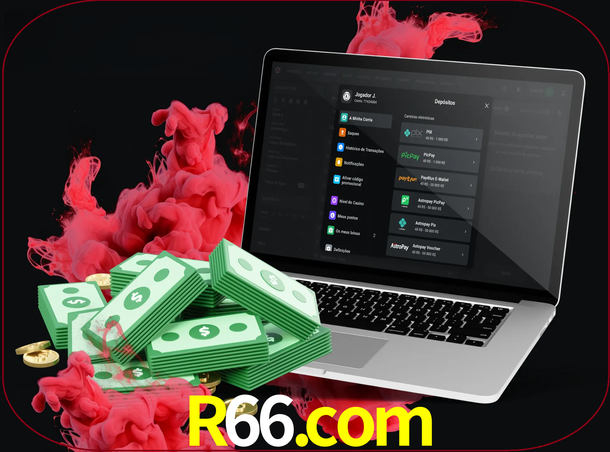 Para efetuar um depósito na sua conta r66, basta escolher o método de depósito e especificar o montante.