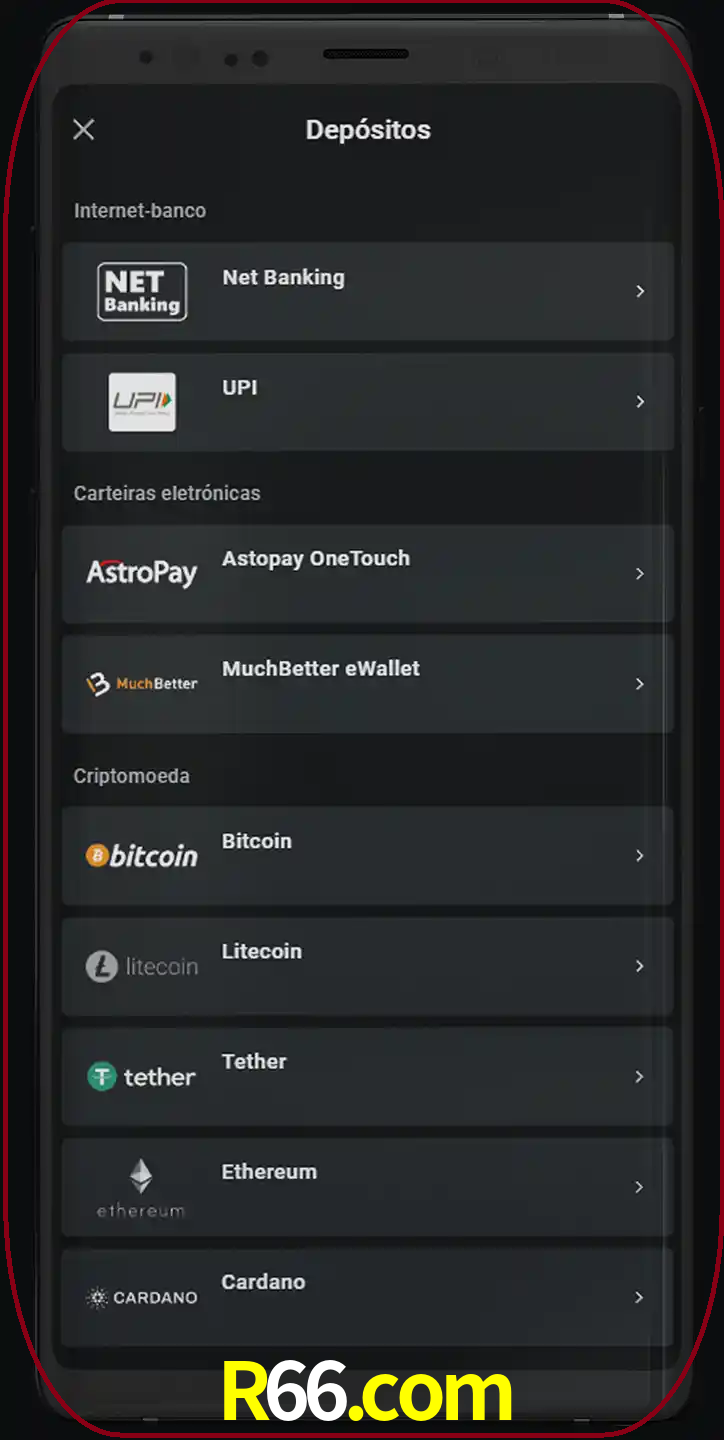 Você pode usar métodos alternativos de depósito.